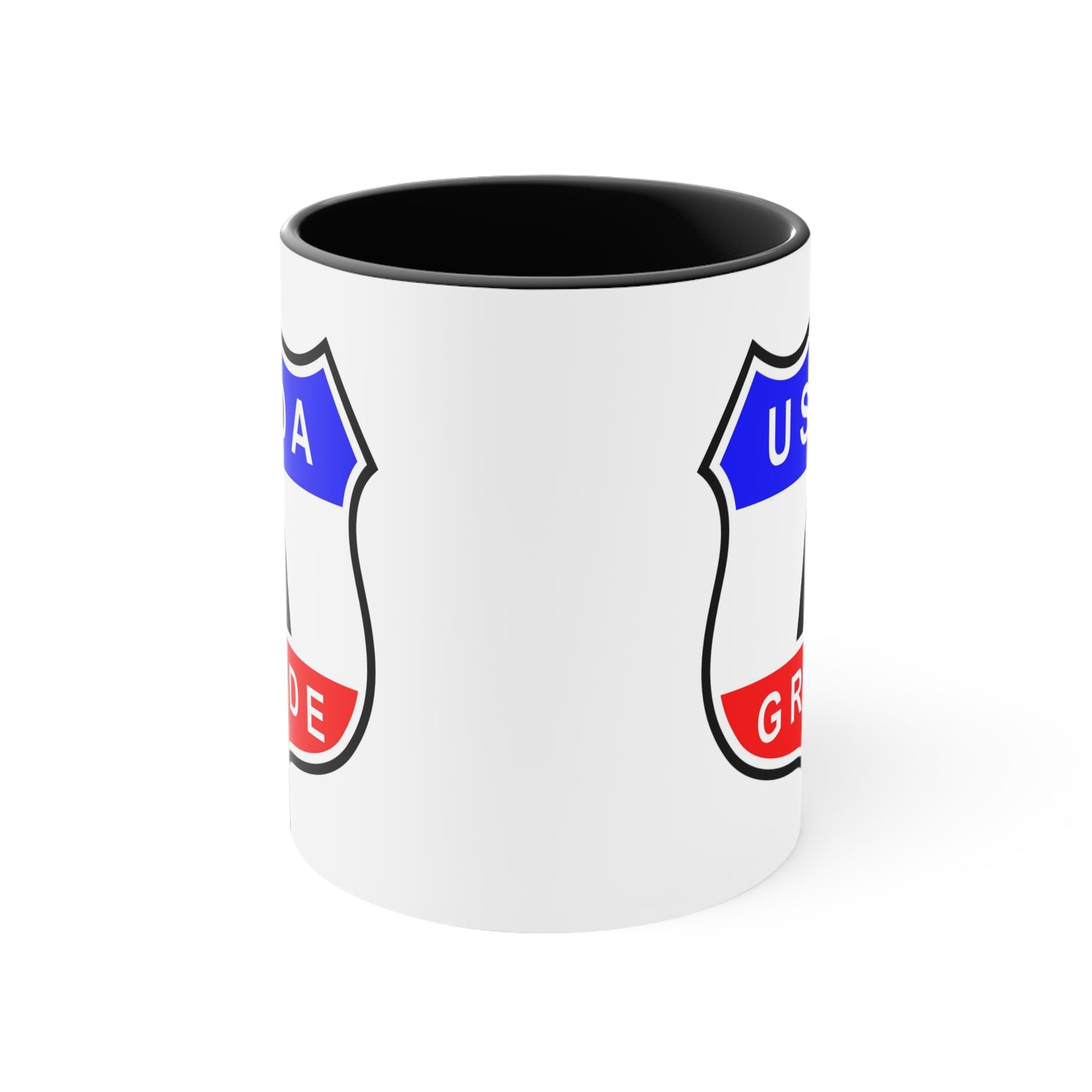 USDA Grade "A" Seal Coffee Mug - Double Sided Black Accent White Ceramic 11oz by TheGlassyLass.com