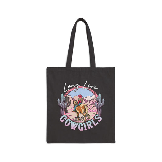 Long Live Cowgirls Logo Tote Bag - Heavyweight 100% Cotton Canvas by TheGlassyLass.com