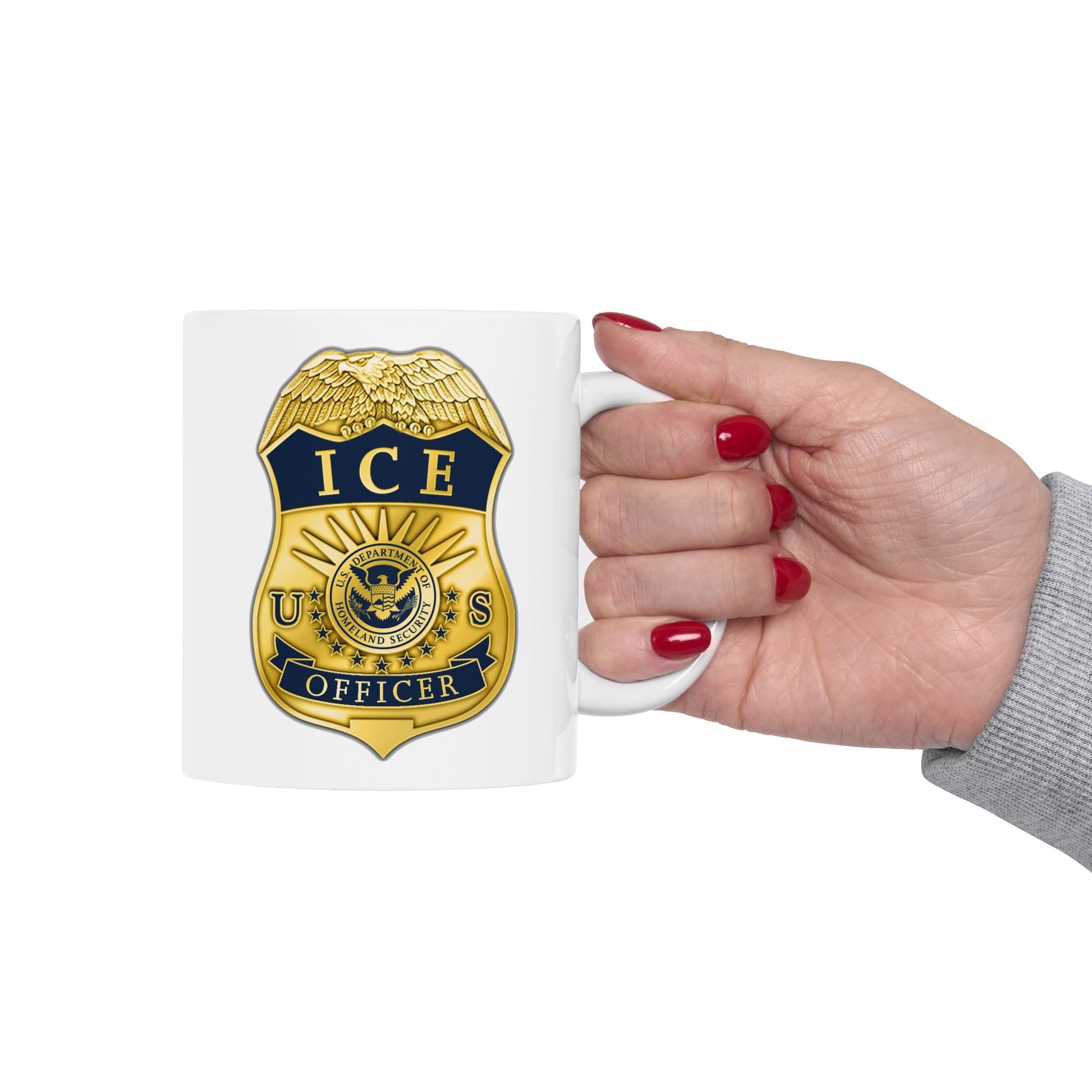 ICE Immigration and Customs Enforcement Badge - Double Sided White Ceramic 11oz by TheGlassyLass.com