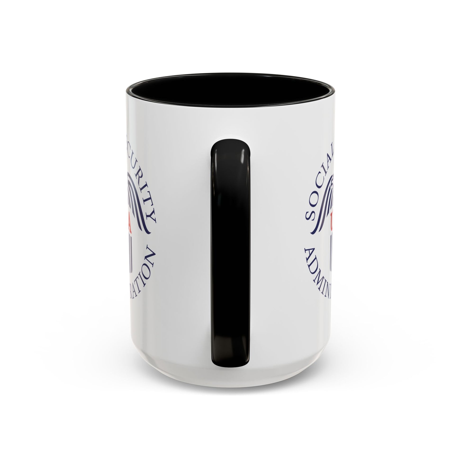 Social Security Administration Seal Coffee Mug - Double Sided Print, Black Accent White Ceramic, 15oz by TheGlassyLass.com