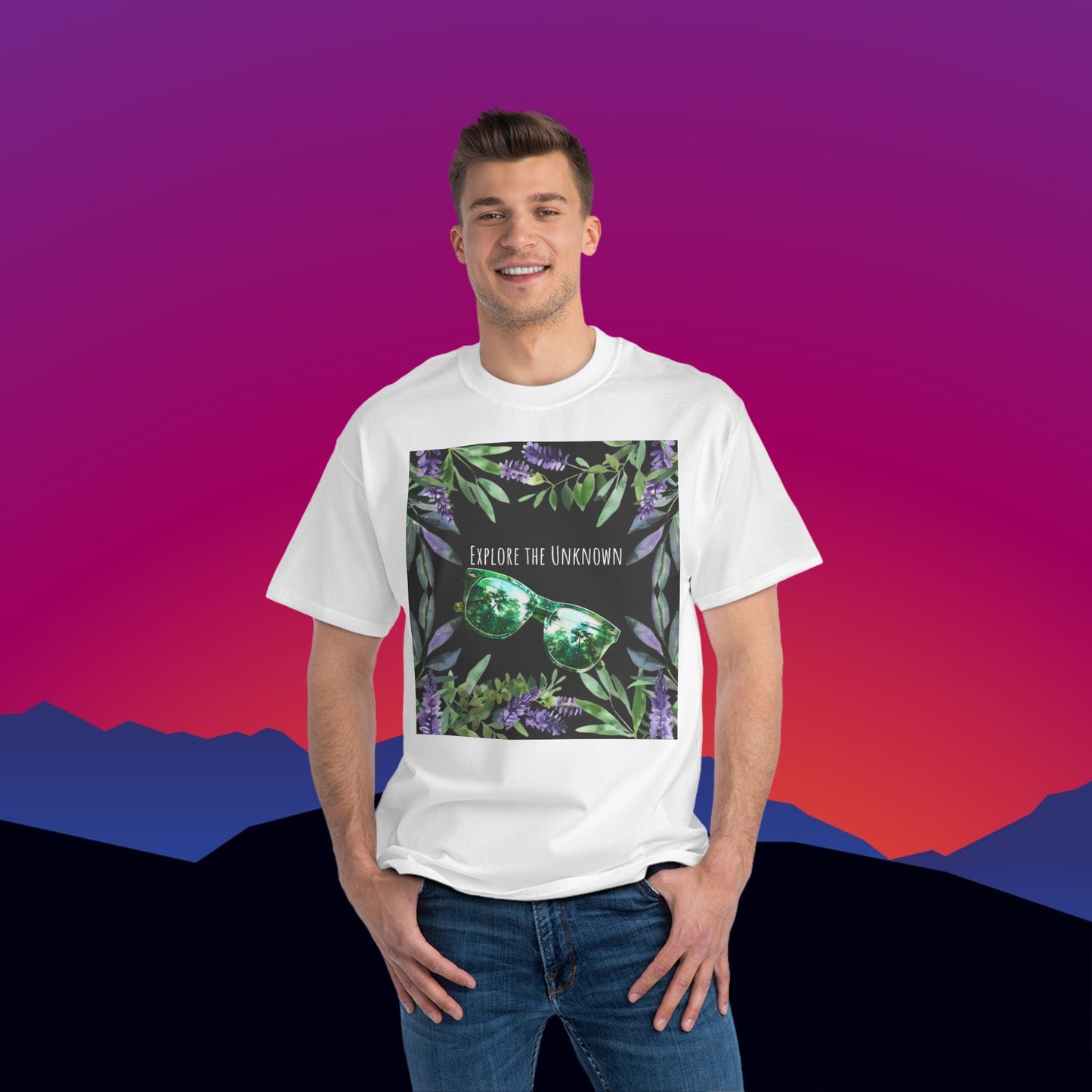 Explore the Unknown T-Shirt: (Hanes Beefy-T 100% Preshrunk Cotton Custom Printed by TheGlassyLass.com
