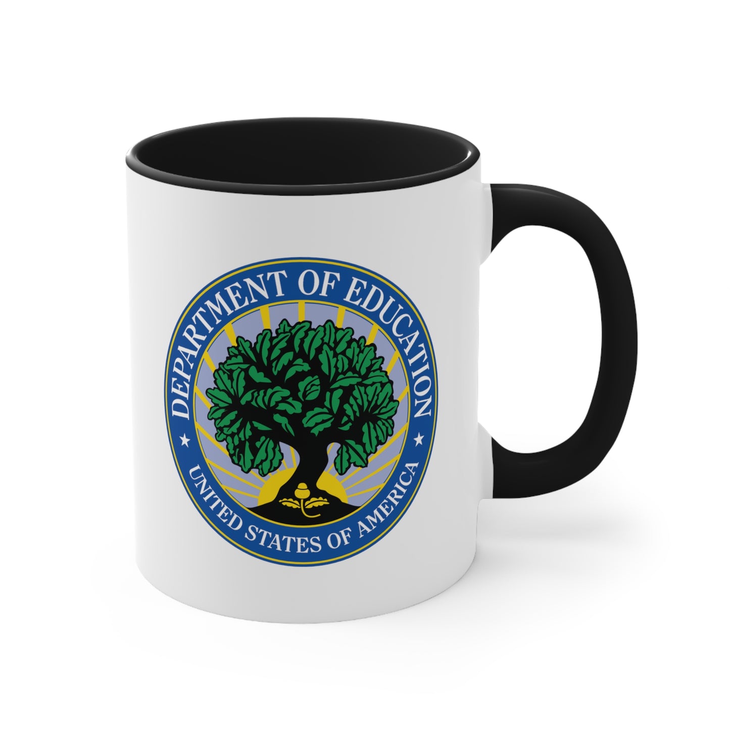 Department of Education Coffee Mug - Double Sided Black Accent White Ceramic 11oz by TheGlassyLass.com