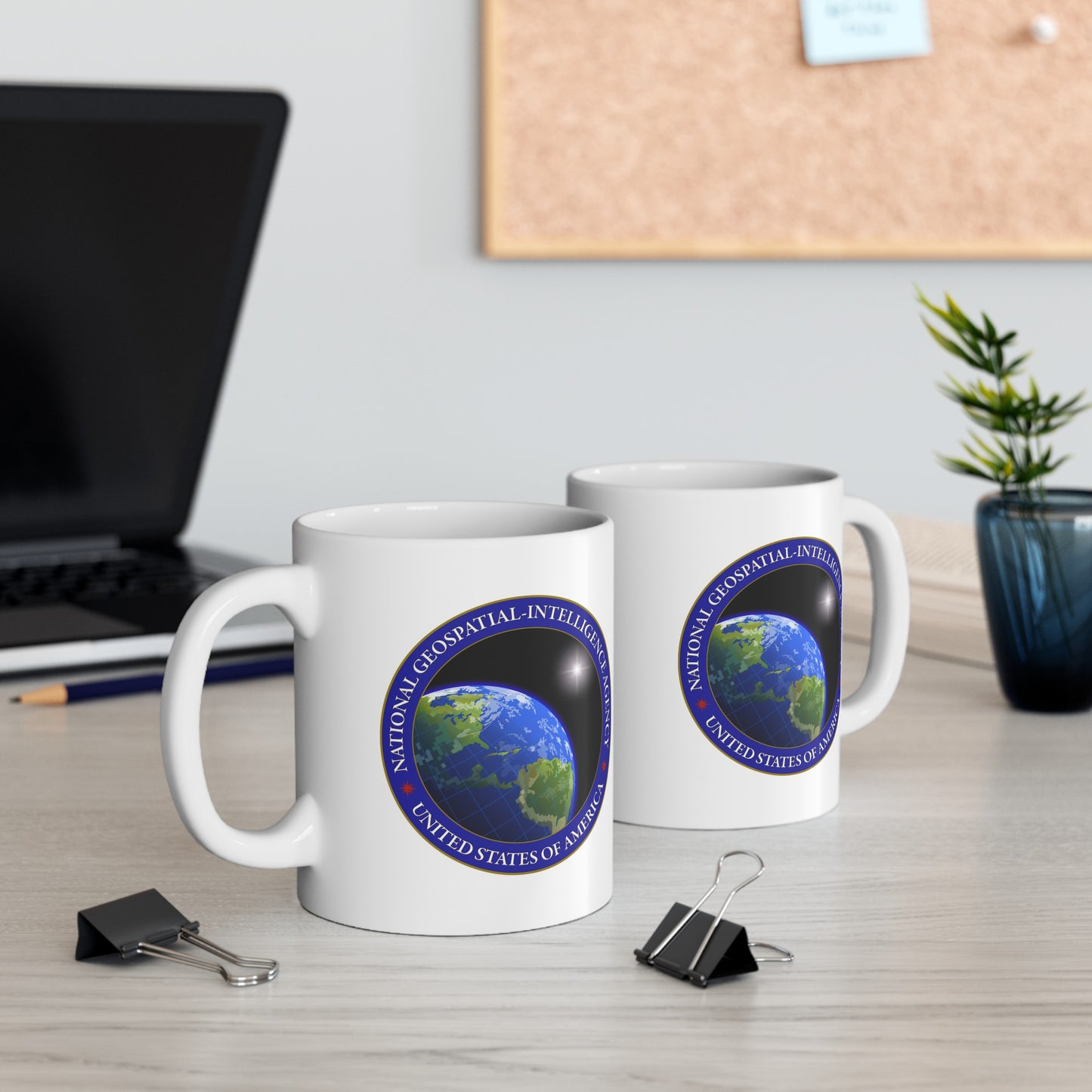 National Geospatial-Intelligence Agency Coffee Mug Double Sided White Ceramic 11oz by TheGlassyLass.com