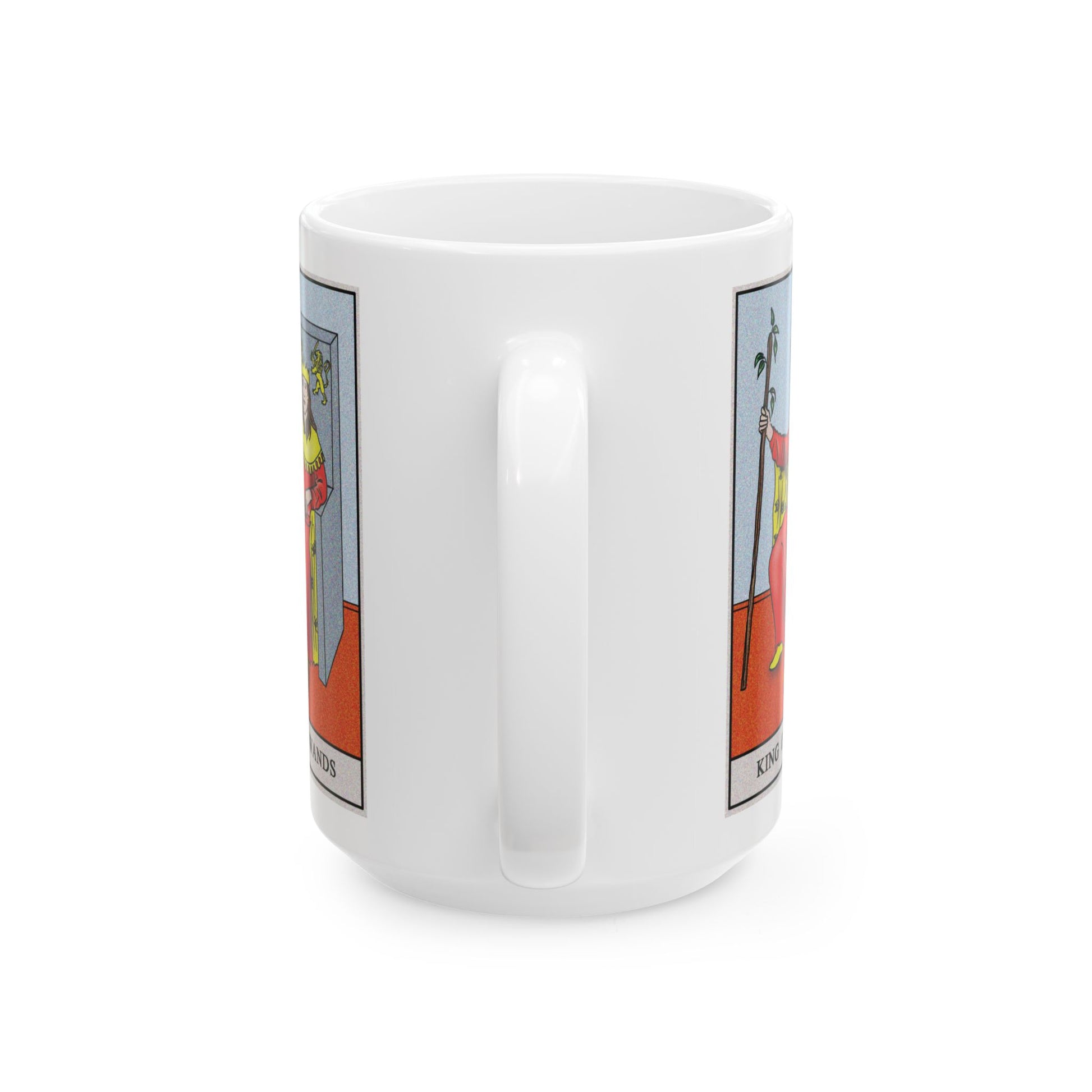 King of Wands Tarot Card Coffee Mug - Double Sided White Ceramic 15oz by TheGlassyLass.com