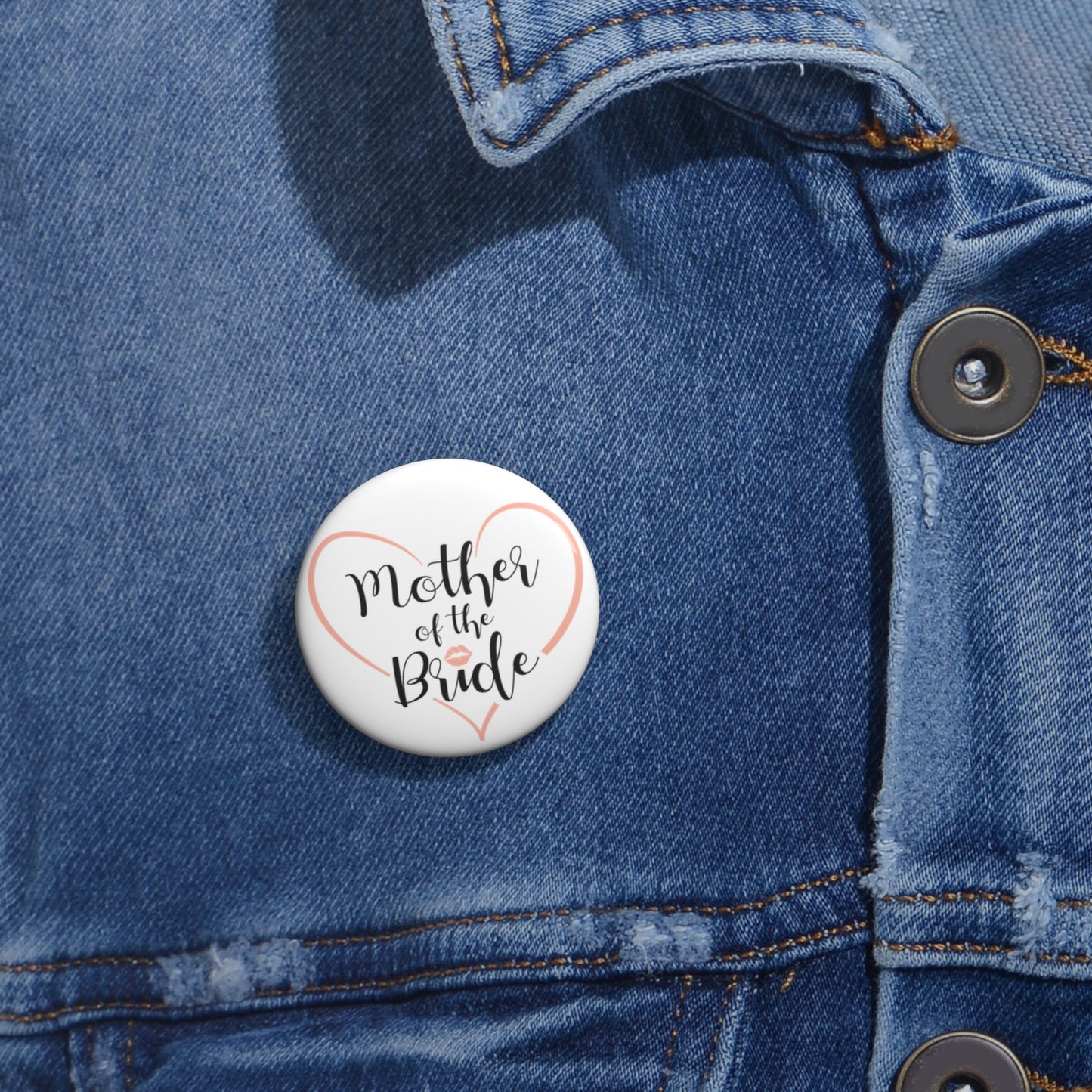 Mother of the Bride Button Pin 1.25" Round | Wedding Party Design by TheGlassyLass.com