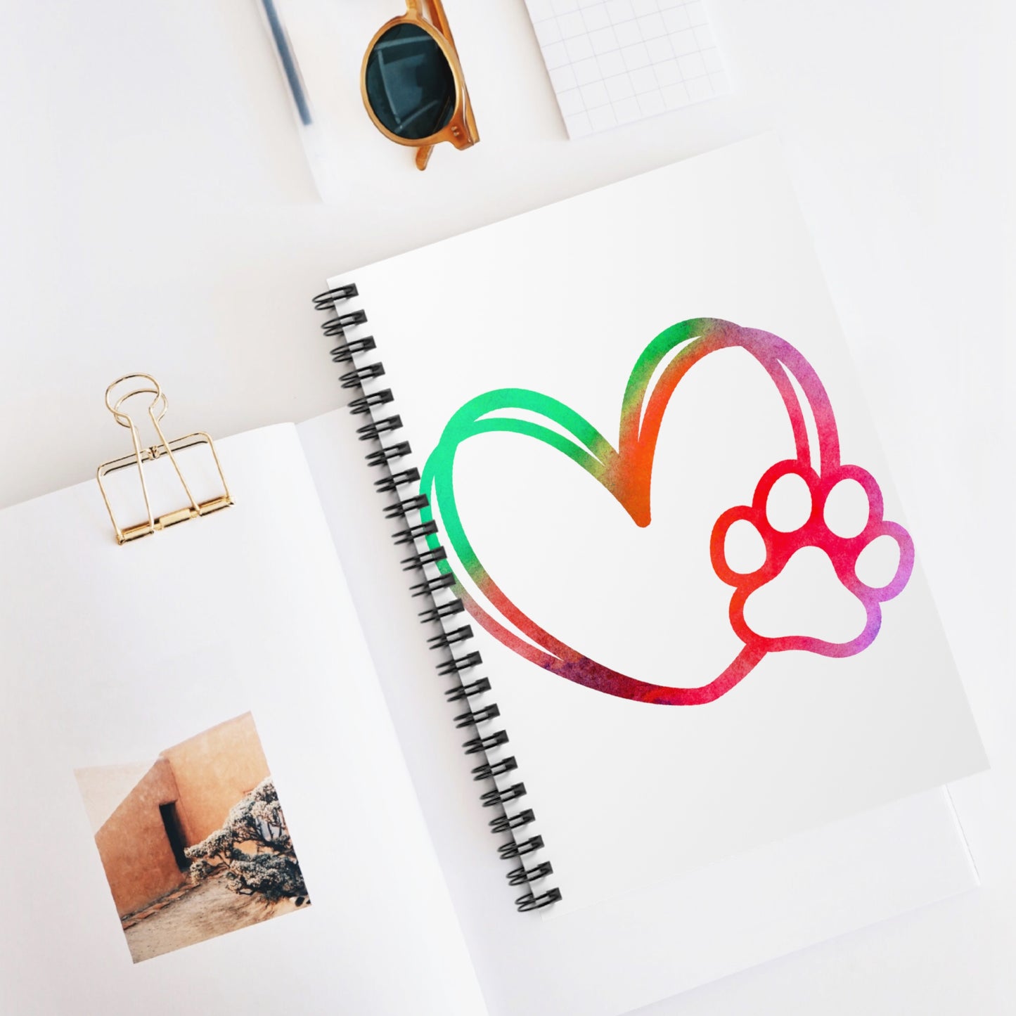 Rainbow Paw Heart: Spiral Notebook - Log Books - Journals - Diaries - and More Custom Printed by TheGlassyLass.com