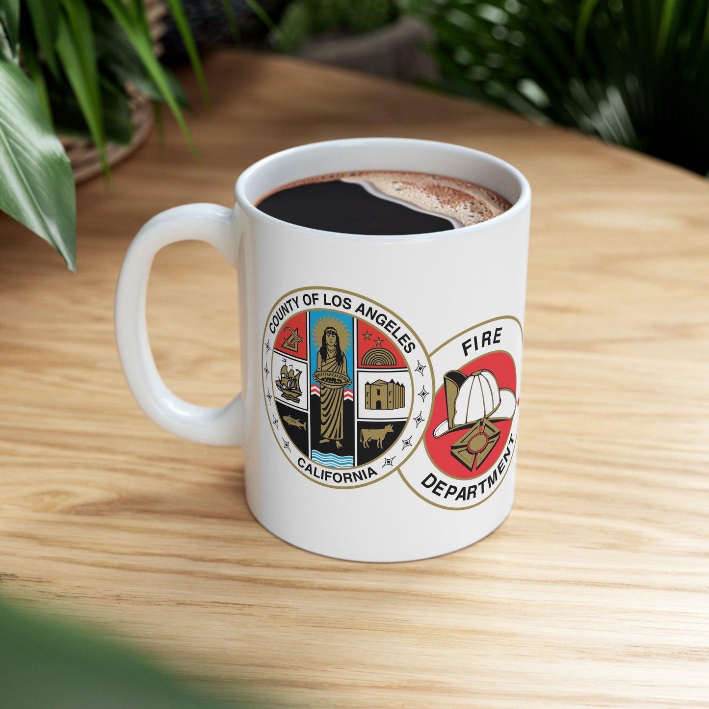 Los Angeles County Fire Department Coffee Mug - Double Sided Print White Ceramic 11oz by TheGlassyLass.com