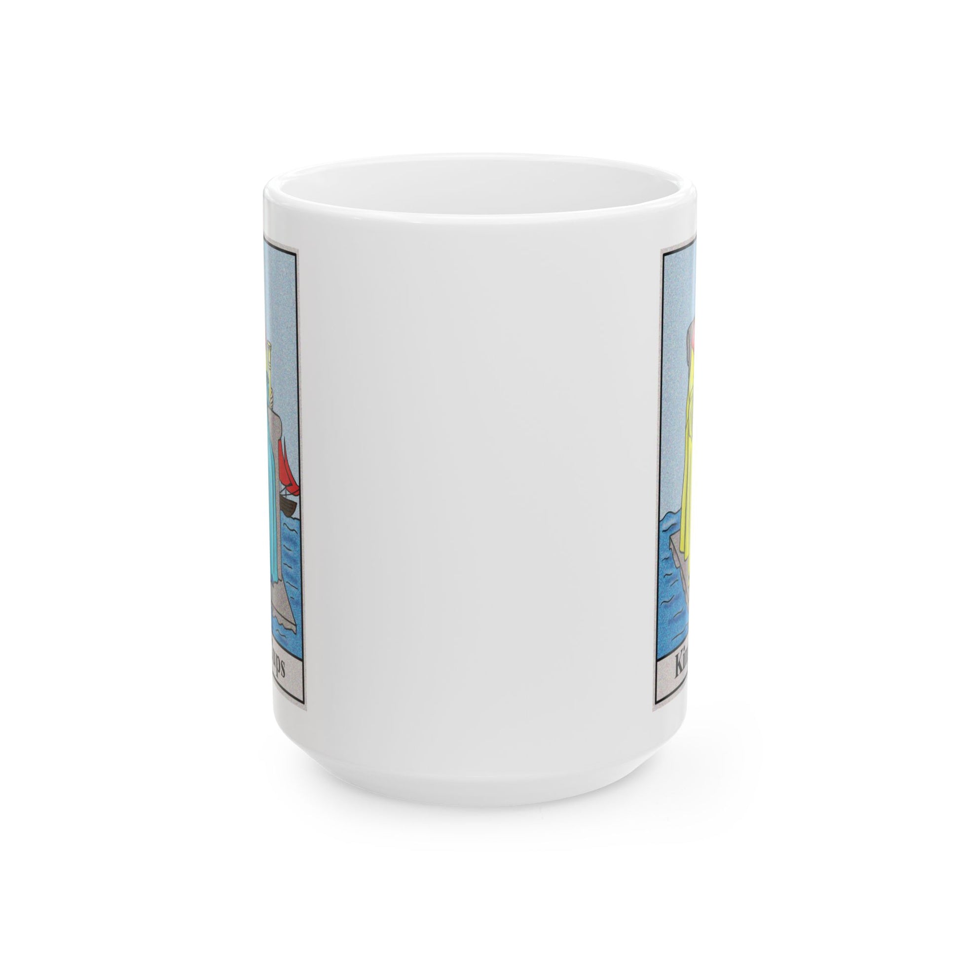 King of Cups Tarot Card Coffee Mug - Double Sided White Ceramic 15oz by TheGlassyLass.com