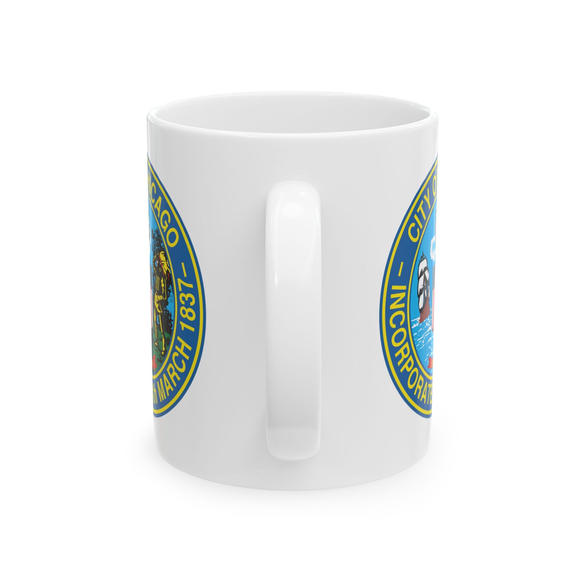 City of Chicago Coffee Mug - Double Sided Print, White Ceramic, 11oz by TheGlassyLass.com
