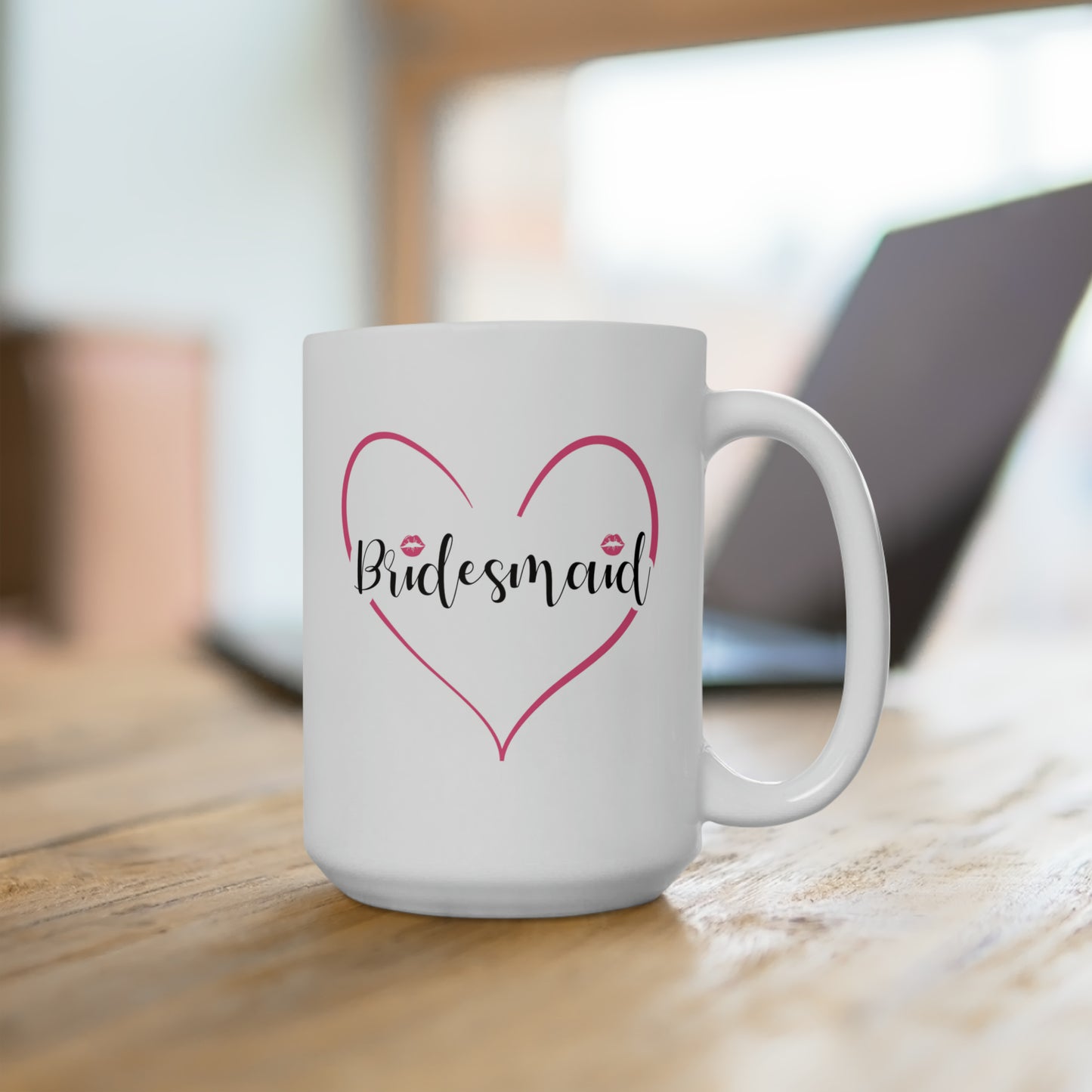 Bridesmaid Coffee Mug - Double Sided White Ceramic 15oz - by TheGlassyLass.com