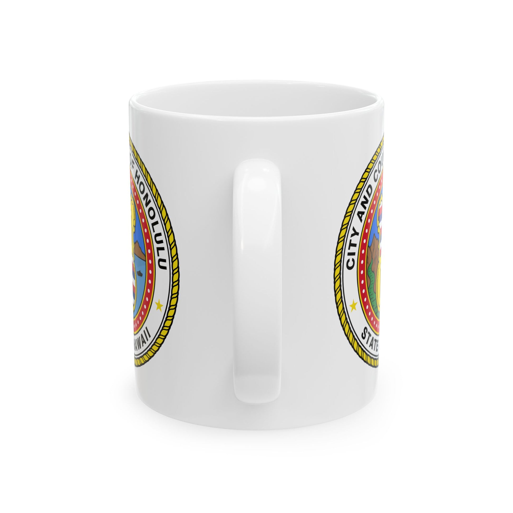 Honolulu City / County Seal Coffee Mug - Double Sided Print, White Ceramic, 11oz by TheGlassyLass.com
