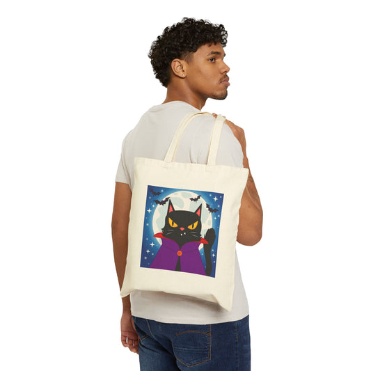 Feline Overlord Haunted Halloween Trick or Treat Tote Bag - Heavyweight 100% Cotton Canvas by TheGlassyLass.com