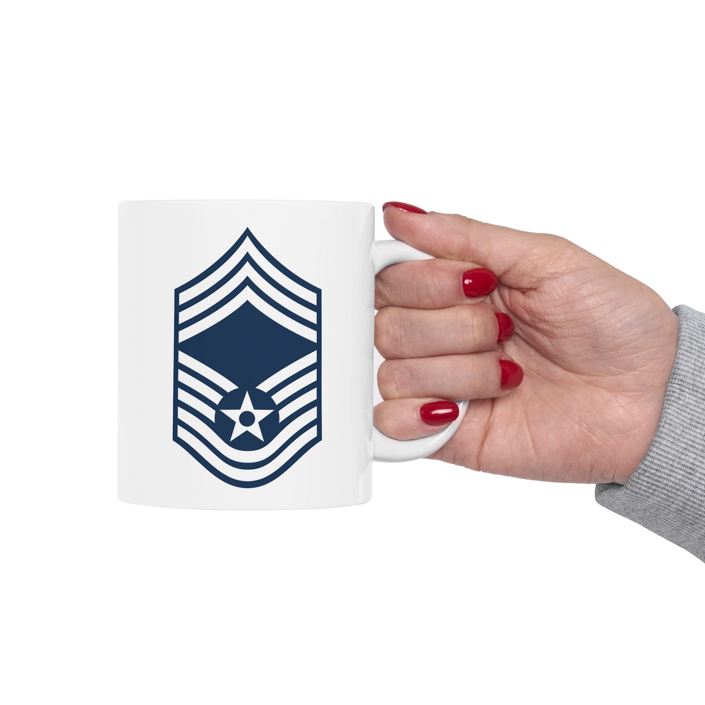 Air Force Chief Master Sergeant Stripes - Double Sided White Ceramic Coffee Mug 11oz by TheGlassyLass.com