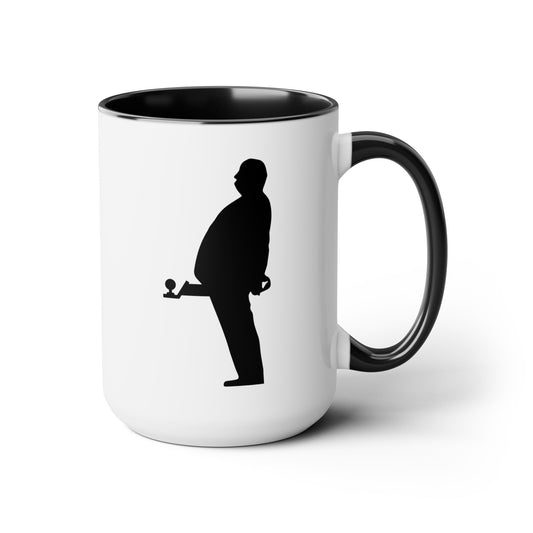 Hitchcock Presents Coffee Mug - Double Sided Black Accent White Ceramic 15oz by TheGlassyLass.com