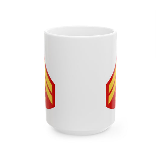 United States Marine Corps Corporal (E-4) Chevron Coffee Mug - Double Sided White Ceramic 15oz - by TheGlassyLass