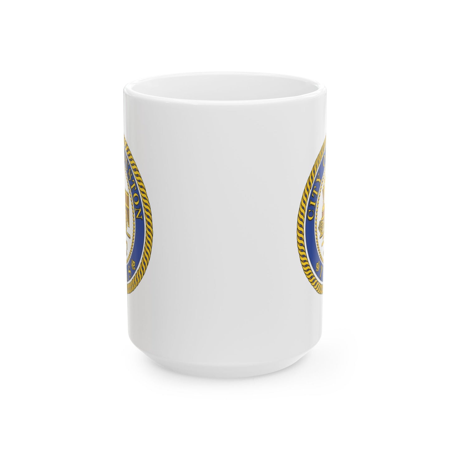 City of Houston Seal Coffee Mug - Double Sided Print, White Ceramic, 15oz by TheGlassyLass.com