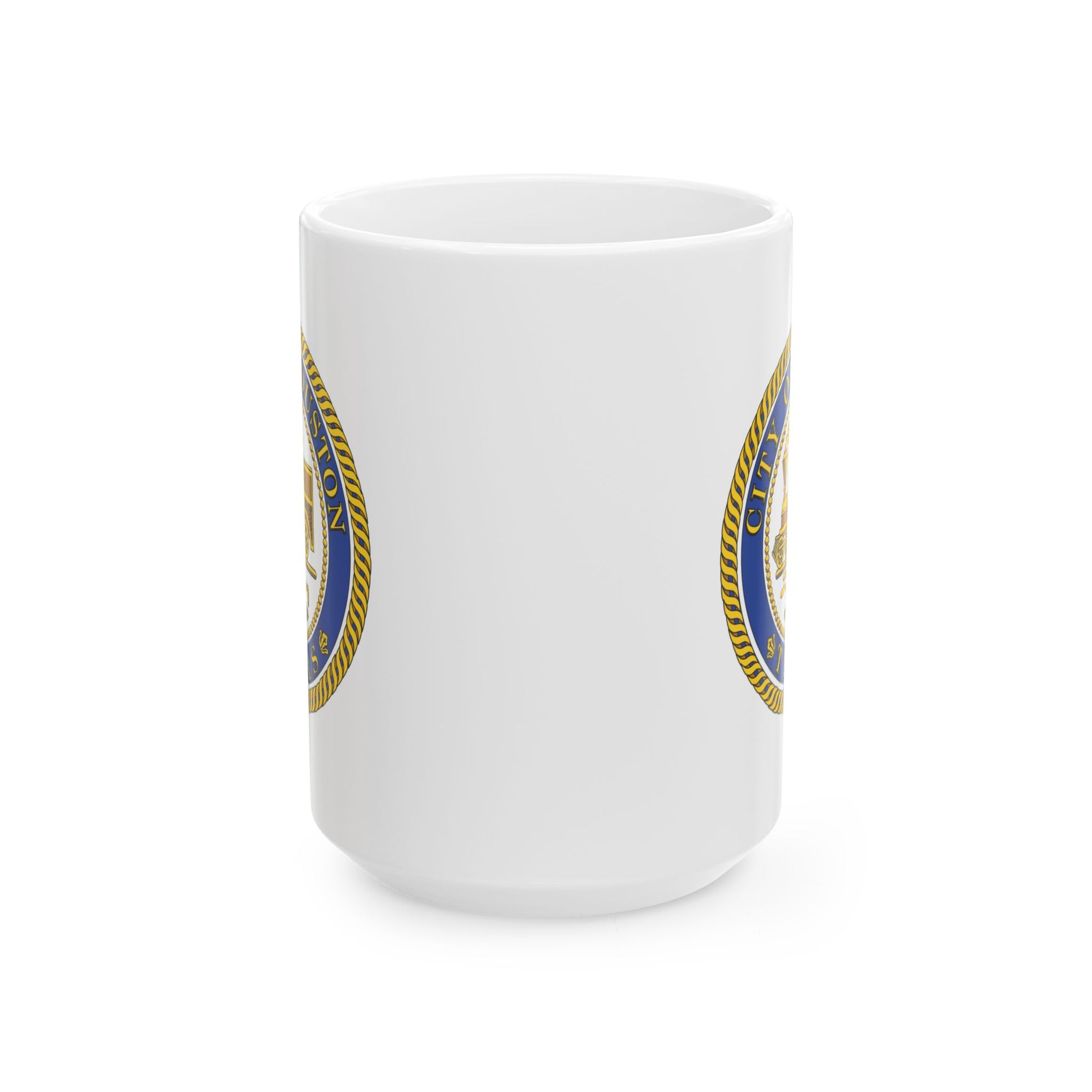 City of Houston Seal Coffee Mug - Double Sided Print, White Ceramic, 15oz by TheGlassyLass.com