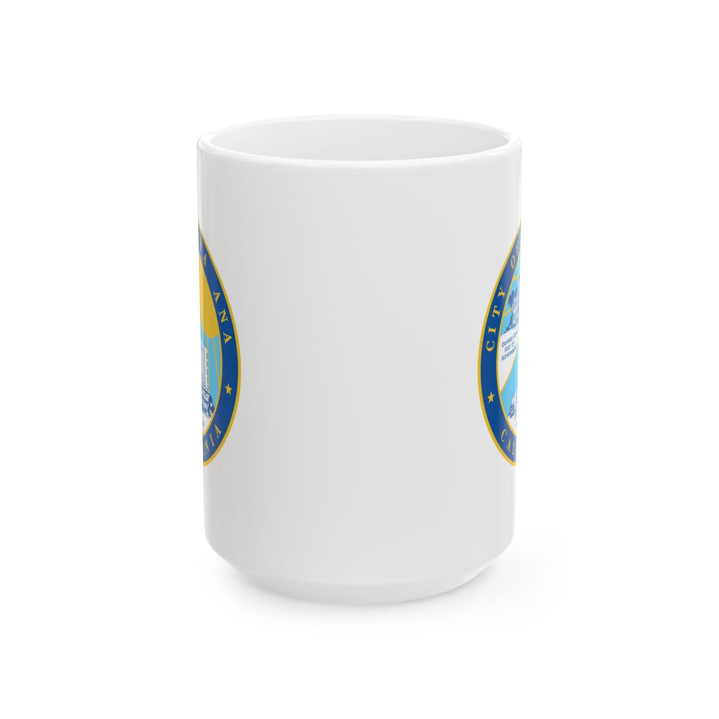 Santa Ana California Seal Coffee Mug - Double Sided Print, White Ceramic, 15oz by TheGlassyLass.com
