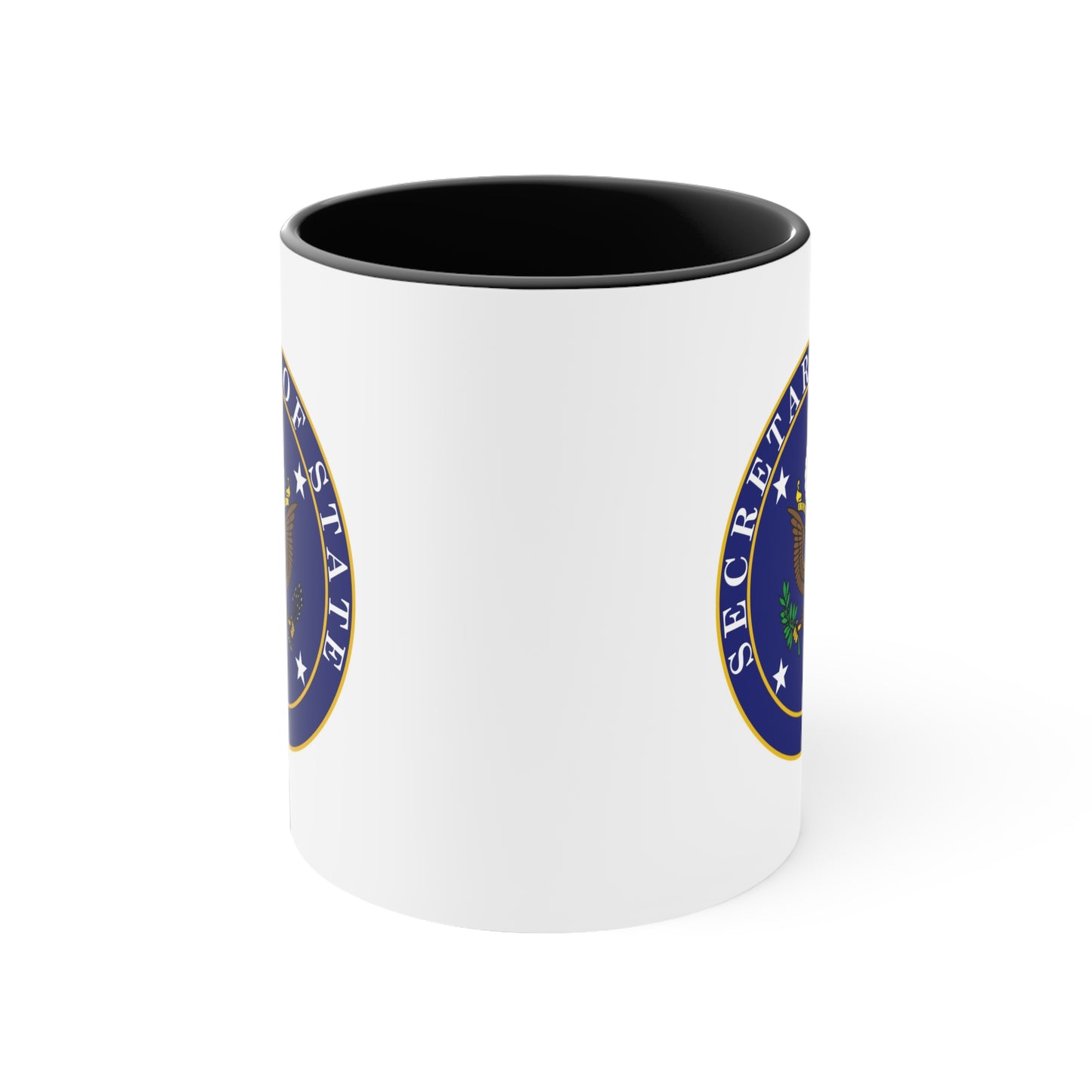 US Secretary of State Coffee Mug - Double Sided Print Two Tone Black Accent White Ceramic 11oz by TheGlassyLass.com