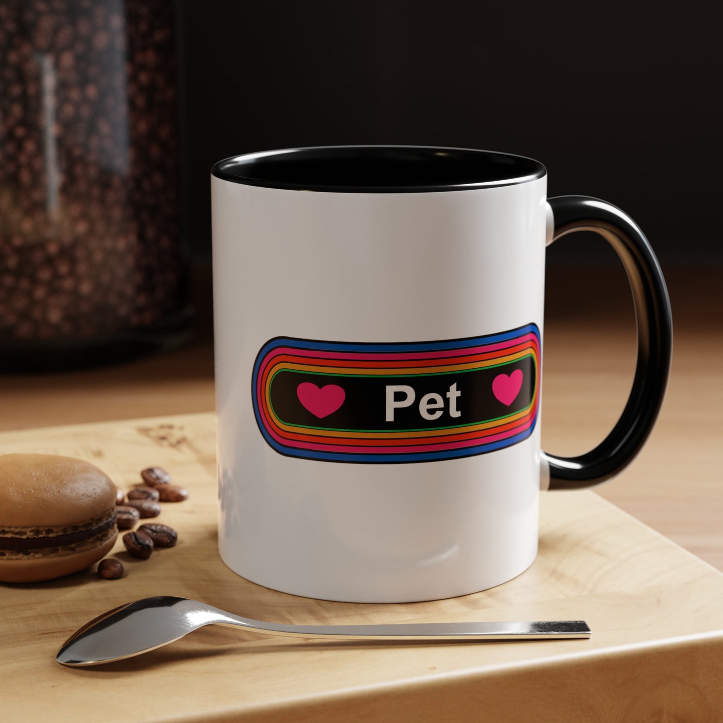 Rainbow Pet Coffee Mug - Double Sided Black Accent Ceramic 11oz - by TheGlassyLass.com