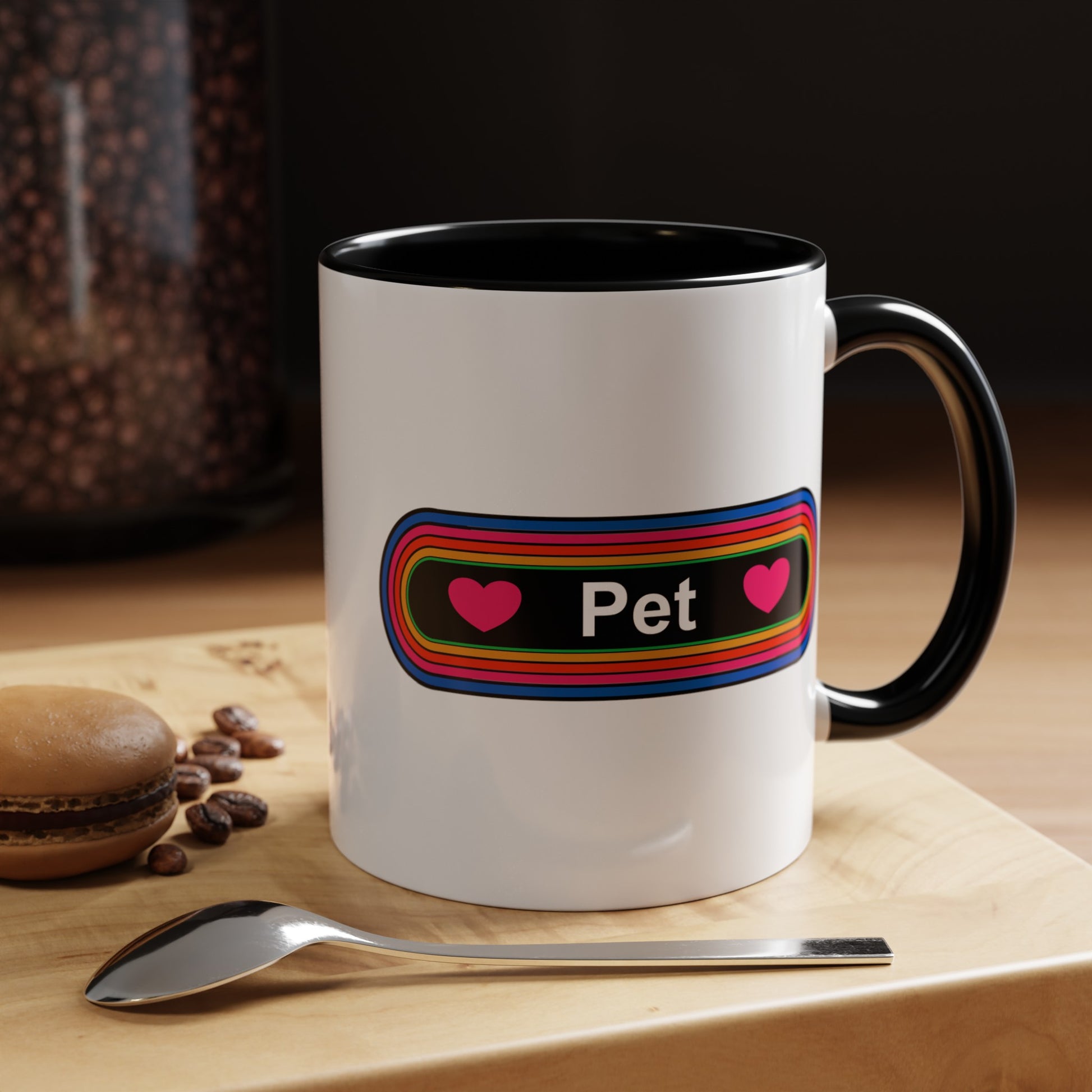 Rainbow Pet Coffee Mug - Double Sided Black Accent Ceramic 11oz - by TheGlassyLass.com