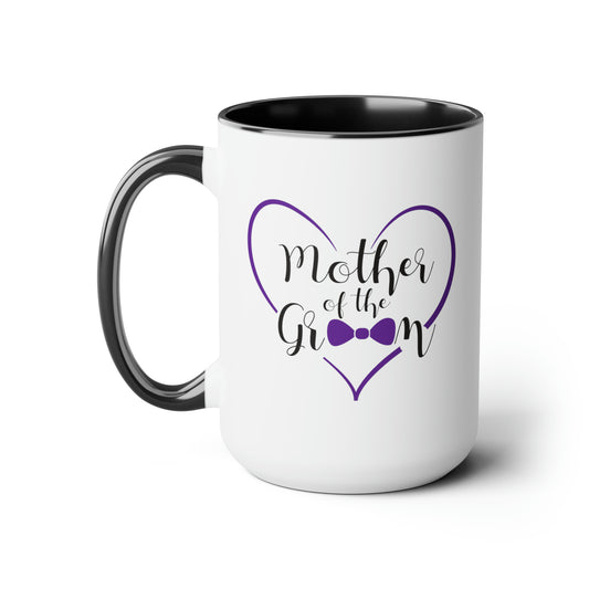Mother of the Groom Coffee Mug - Double Sided Black Accent Ceramic 15oz by TheGlassyLass.com