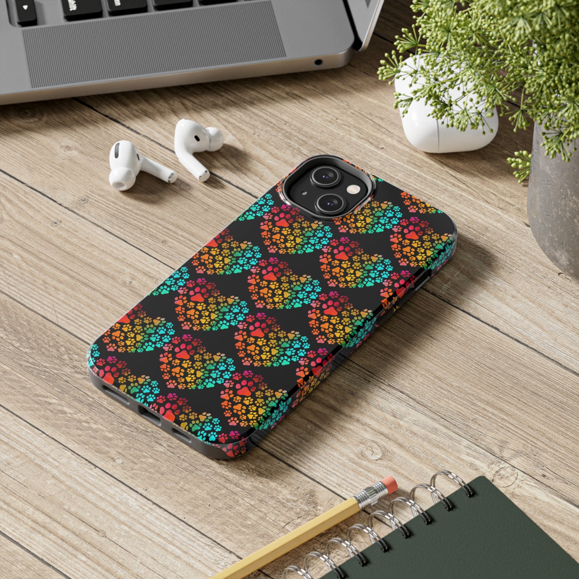 Rainbow Paw Heart: iPhone Tough Case Design - Wireless Charging - Superior Protection - Original Designs by TheGlassyLass.com