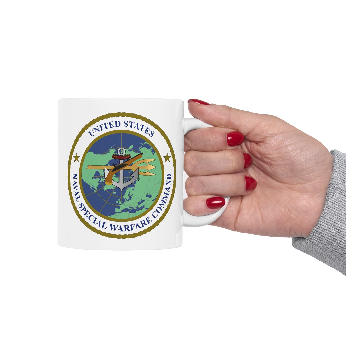United States Naval Special Warfare Command Coffee Mug - Double Sided White Ceramic 11oz by TheGlassyLass.com