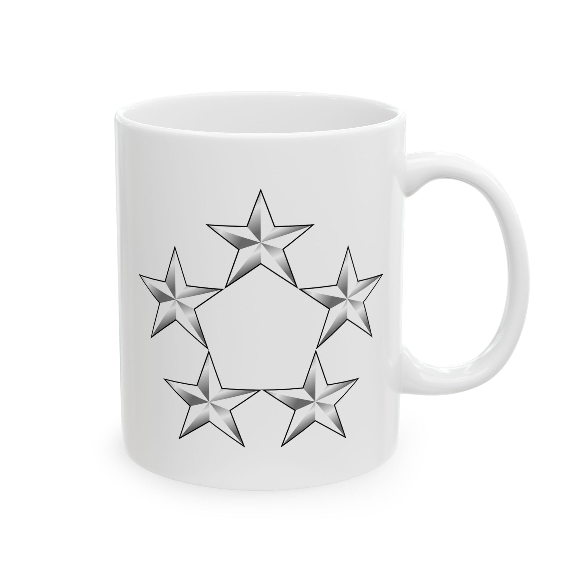 5 Star General Rank Insignia Coffee Mug - Double Sided White Ceramic 11oz by TheGlassyLass.com