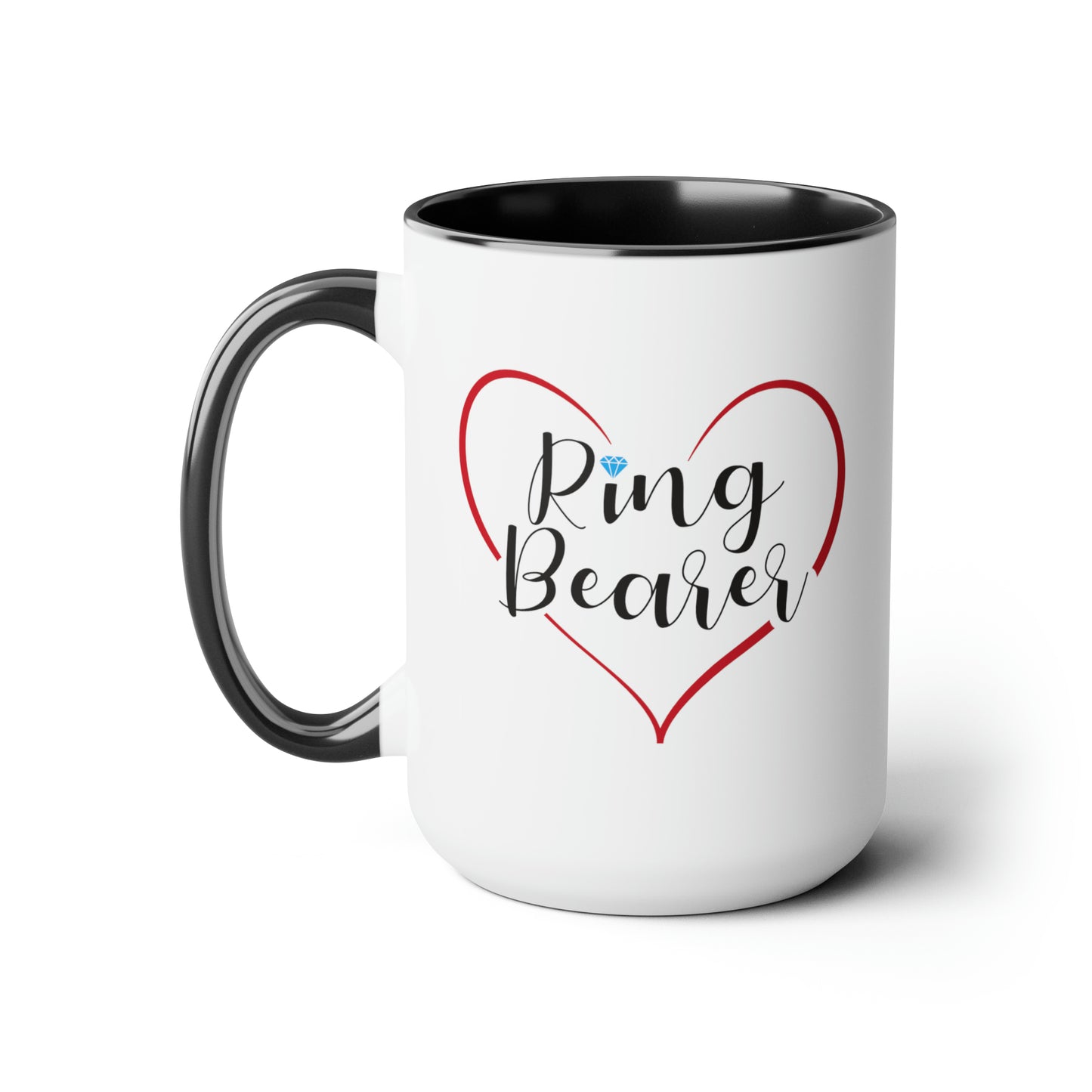 Ring Bearer Cocoa Mug - Double Sided Black Accent Ceramic 15oz by TheGlassyLass.com