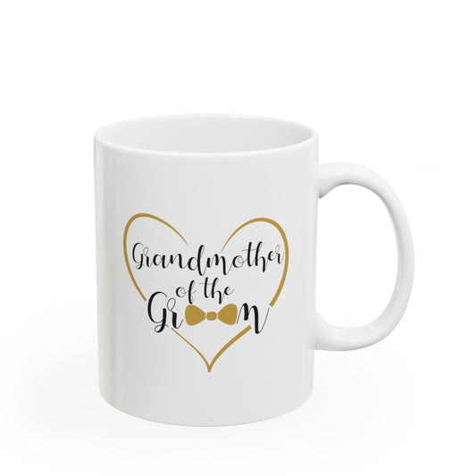 Grandmother of the Groom Coffee Mug - Double Sided 11oz White Ceramic by TheGlassyLass.com