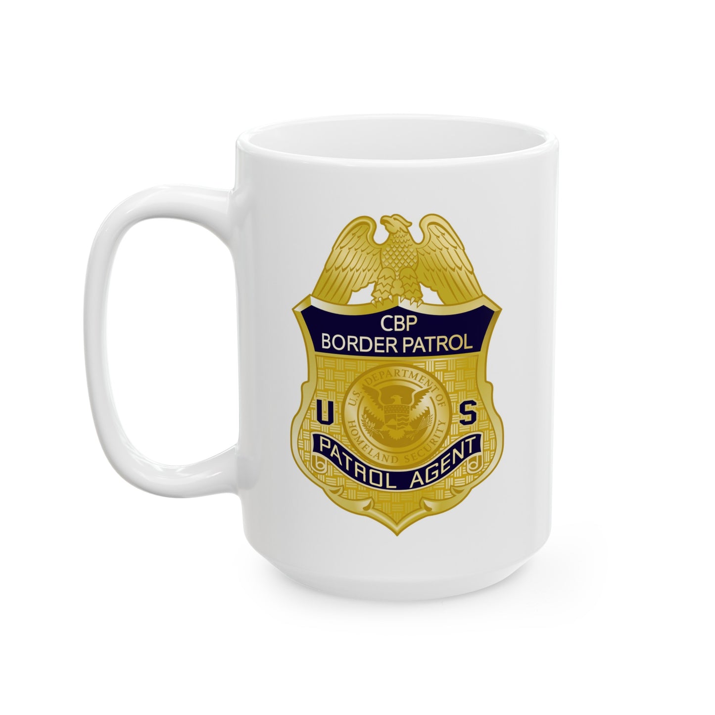 US CBP Coffee Mug - Double Sided White Ceramic 15oz by TheGlassyLass.com
