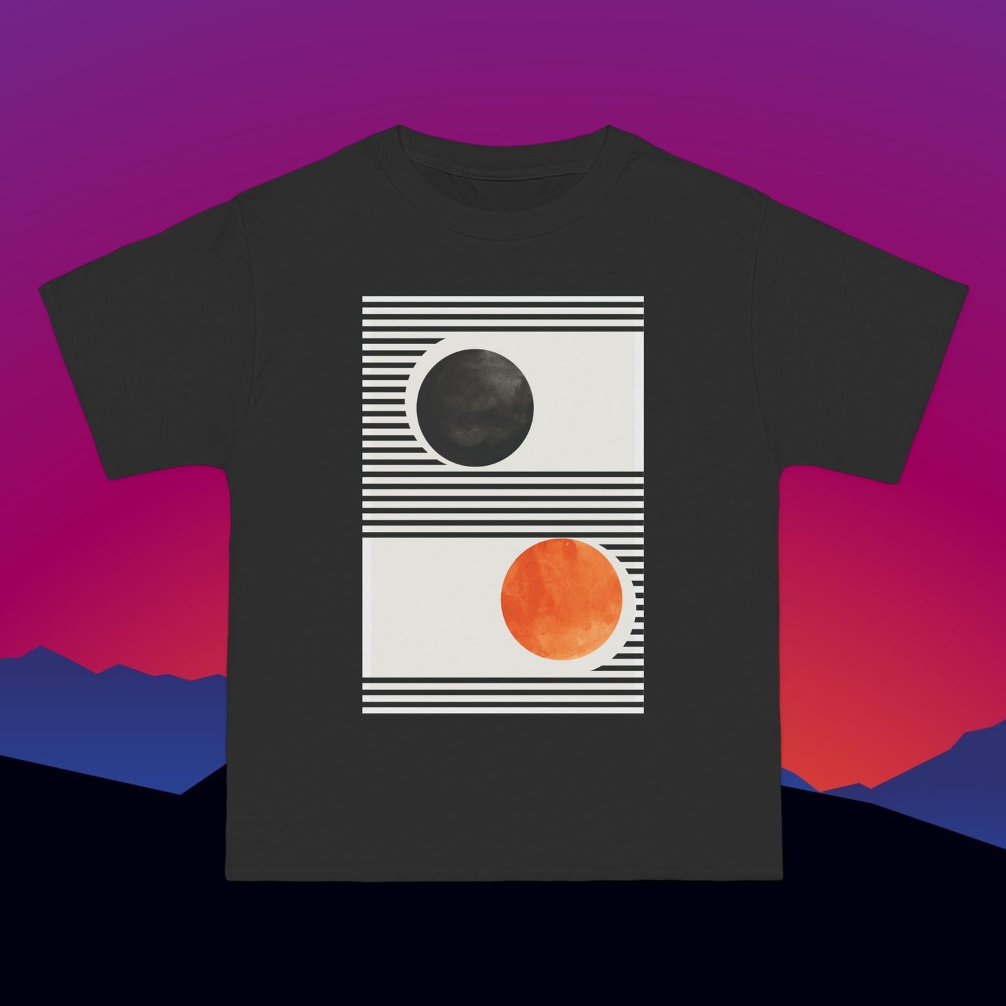 Planetary Yin Yang T-Shirt: (Hanes Beefy-T 100% Preshrunk Cotton Custom Printed by TheGlassyLass.com