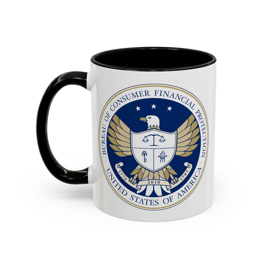 Consumer Financial Protection Bureau Seal Coffee Mug - Double Sided Print, Black Accent White Ceramic, 11oz by TheGlassyLass.com