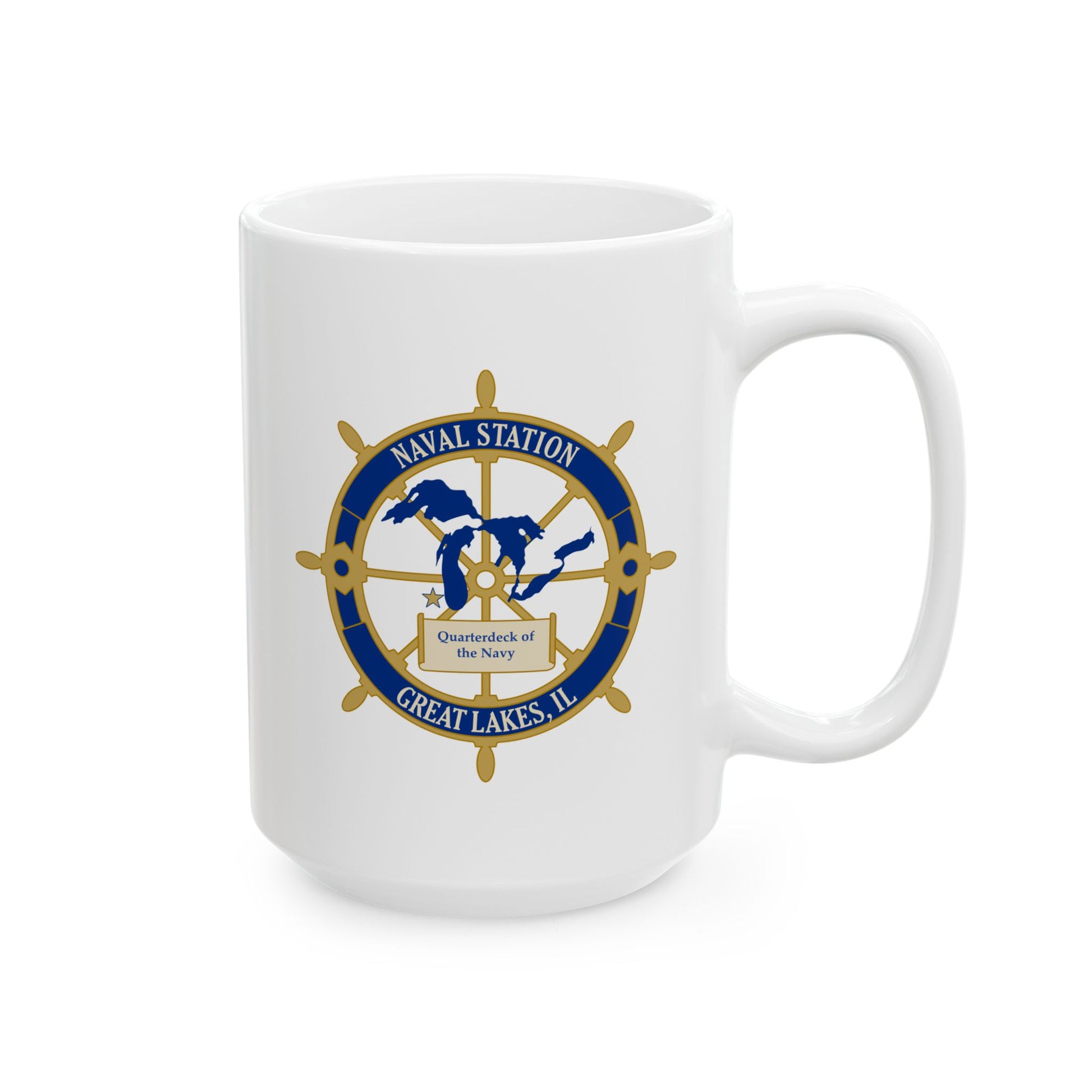 Naval Station Great Lakes Coffee Mug - Double Sided White Ceramic 15oz by TheGlassyLass.com