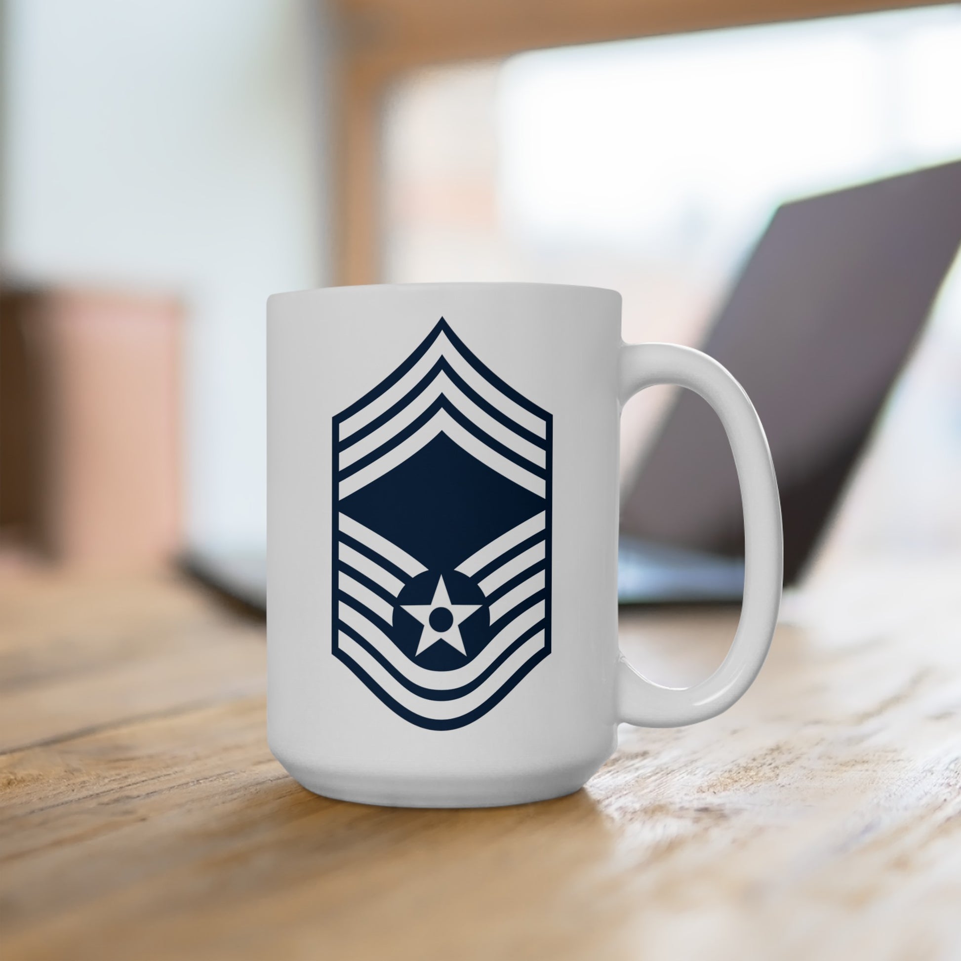 Air Force Chief Master Sergeant Stripes - Double Sided White Ceramic Coffee Mug 15oz by TheGlassyLass.com