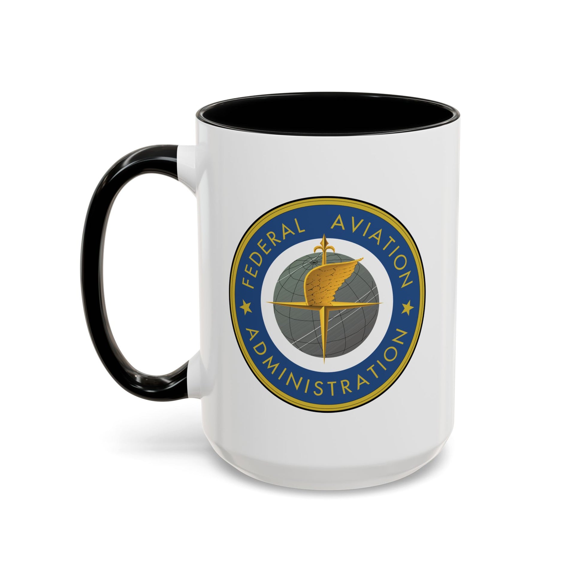 Federal Aviation Administration (FAA) Coffee Mug - Double Sided Black Accent White Ceramic 15oz by TheGlassyLass.com