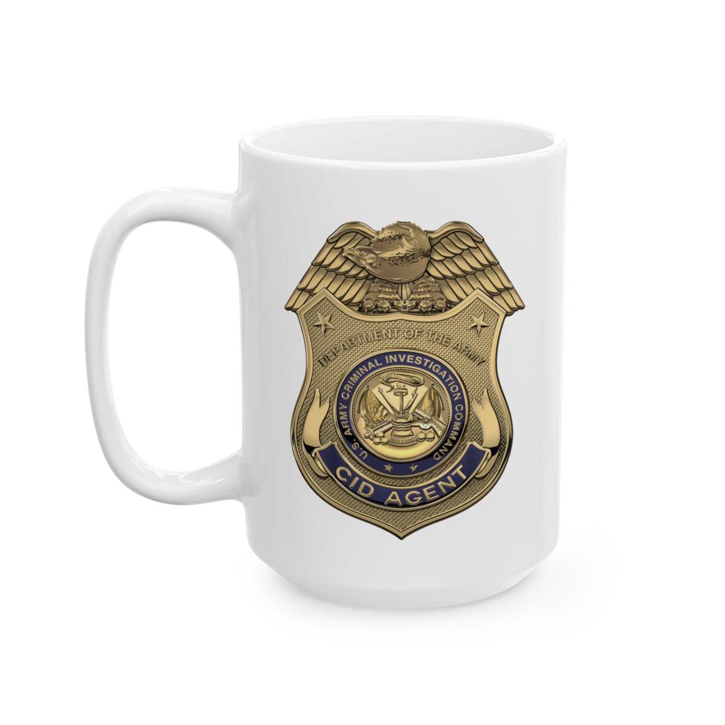 Army CID Agent Badge Coffee Mug - Double Sided White Ceramic 15oz by TheGlassyLass.com