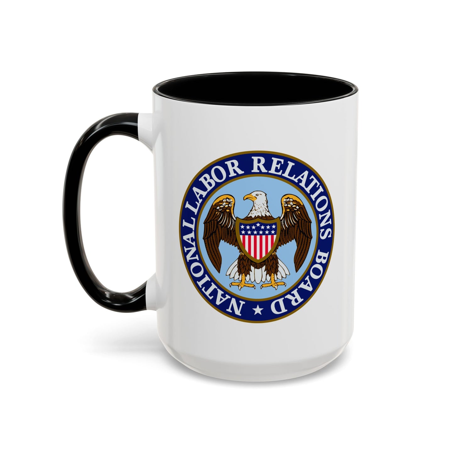 National Labor Relations Board Coffee Mug - Double Sided Print, Black Accent White Ceramic, 15oz by TheGlassyLass.com