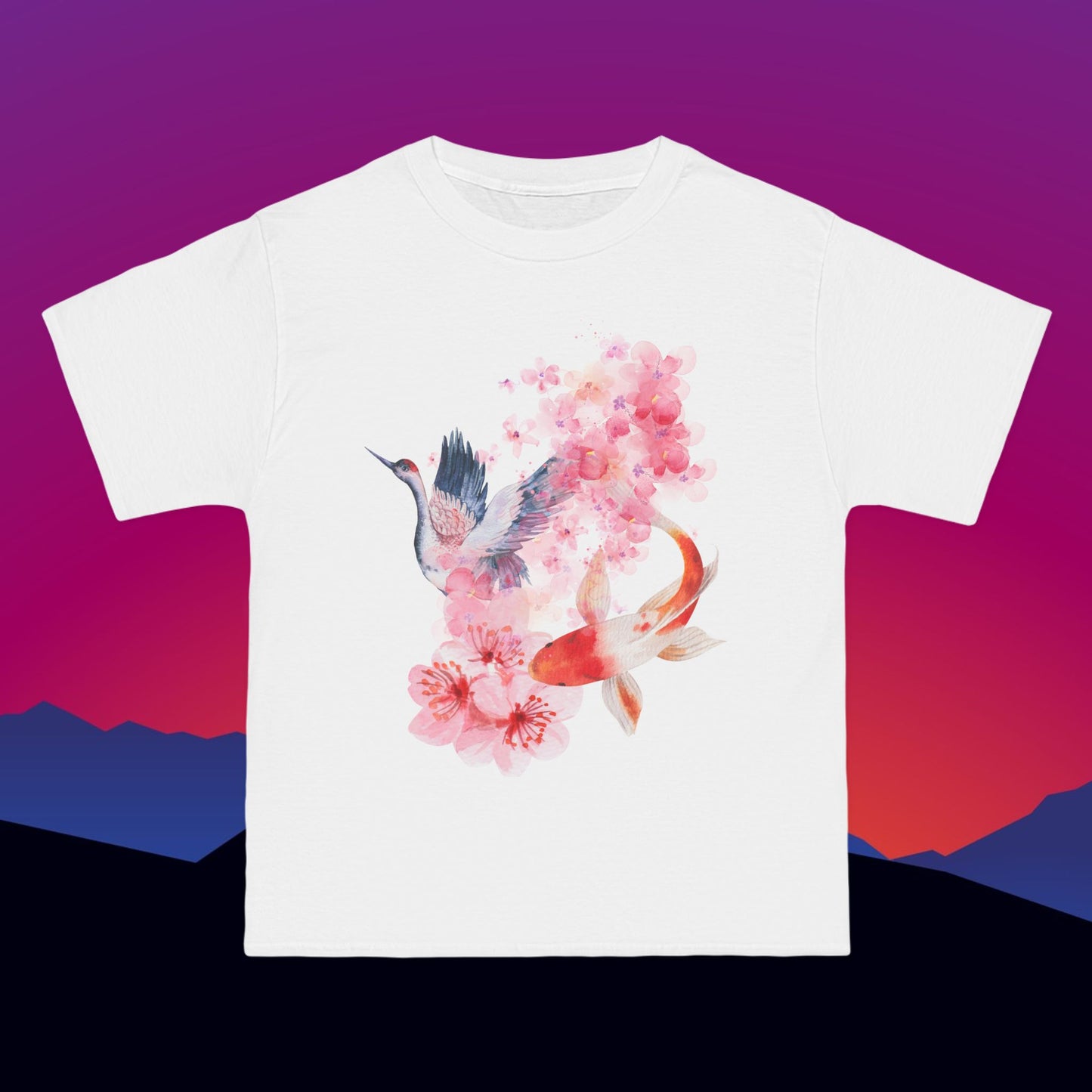 Koi Swan T-Shirt: (Hanes Beefy-T 100% Preshrunk Cotton Custom Printed by TheGlassyLass.com