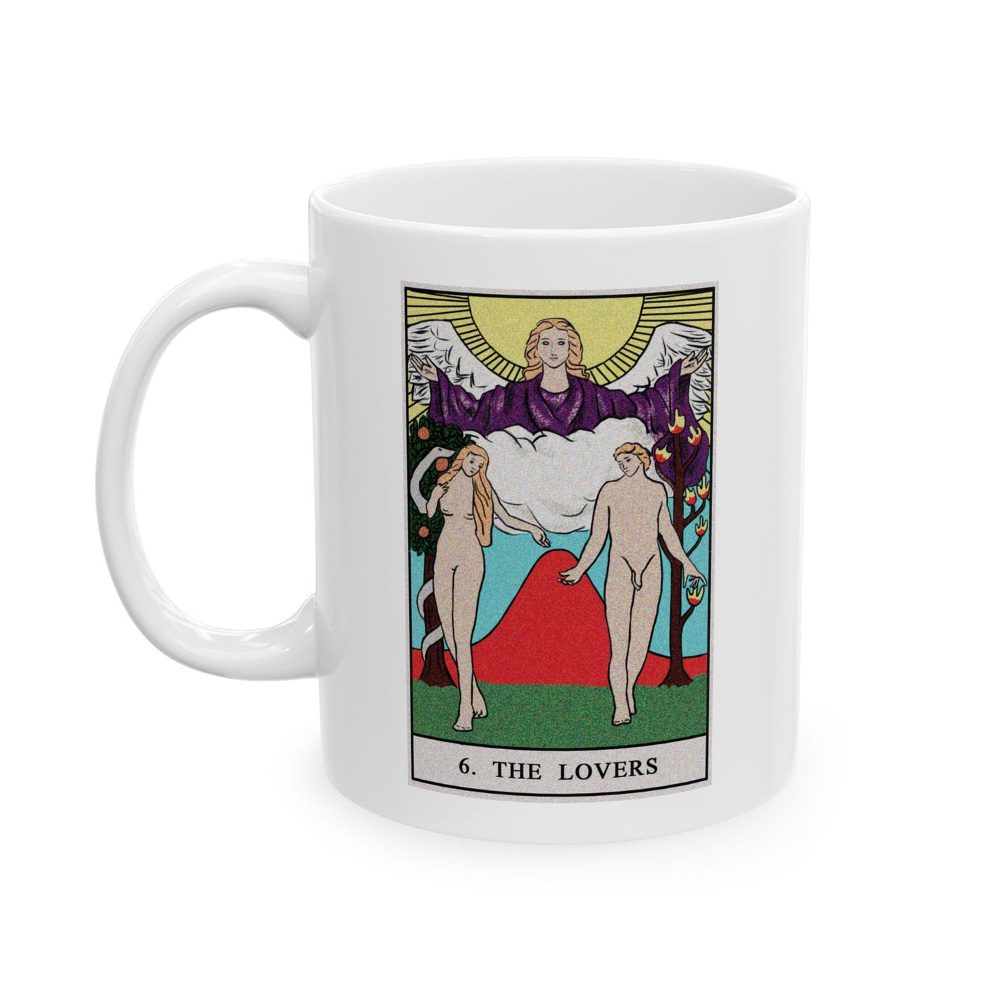 The Lovers Tarot Card Coffee Mug - Double Sided Print, White Ceramic, 11oz by TheGlassyLass.com