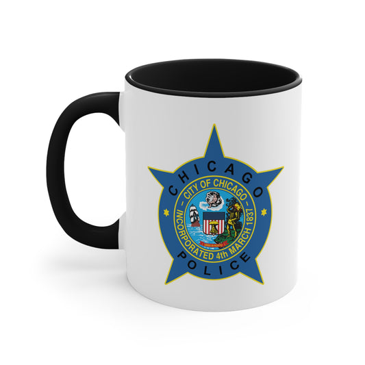 Chicago Police Department - Double Sided Black Accent White Ceramic Coffee Mug 11oz by TheGlassyLass.com