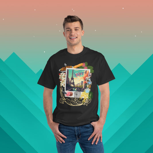 Vive la France Traveler's T-Shirt: (Hanes Beefy-T 100% Preshrunk Cotton Custom Printed by TheGlassyLass.com