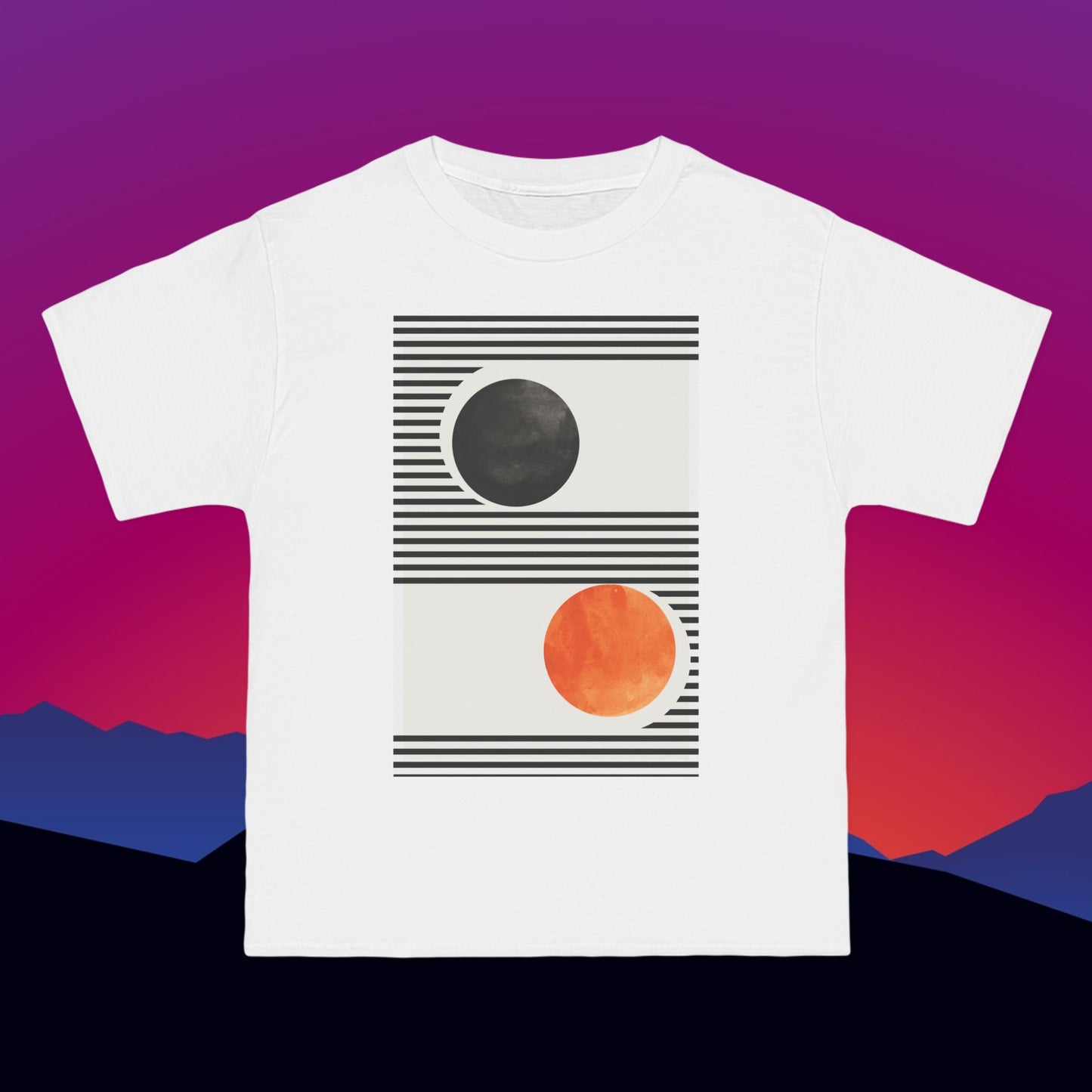 Planetary Yin Yang T-Shirt: (Hanes Beefy-T 100% Preshrunk Cotton Custom Printed by TheGlassyLass.com