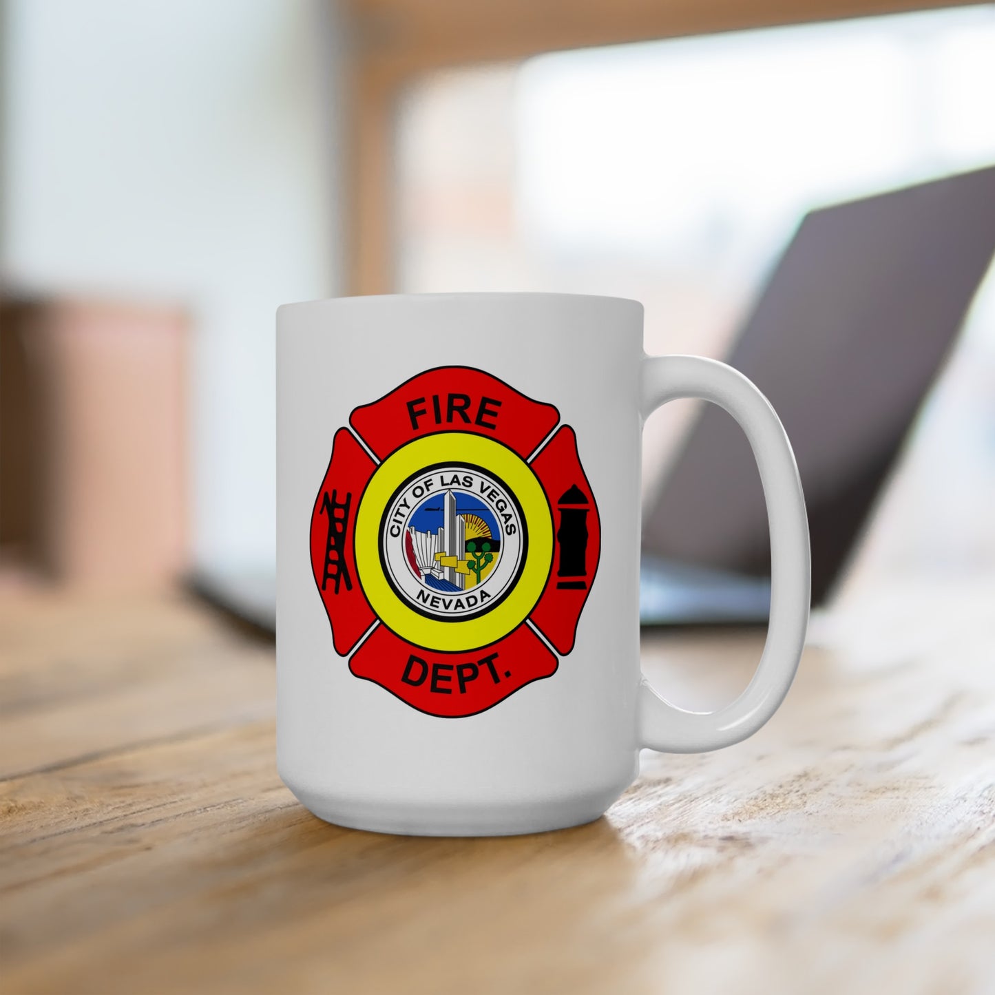 Las Vegas Fire Department Coffee Mug - Double Sided Print White Ceramic 15oz by TheGlassyLass.com