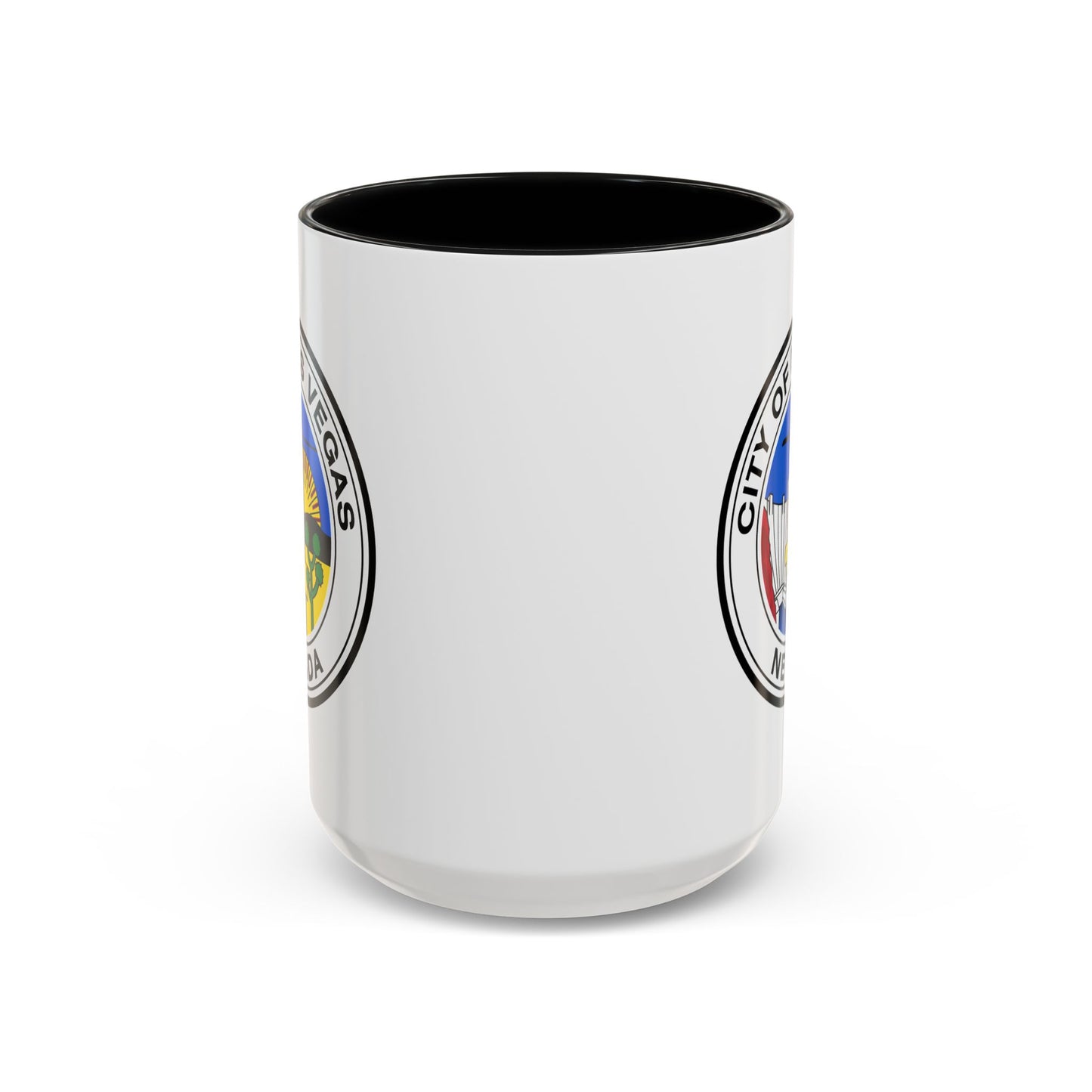 City of Las Vegas Seal Coffee Mug - Double Sided Print, Black Accent White Ceramic, 15oz by TheGlassyLass.com