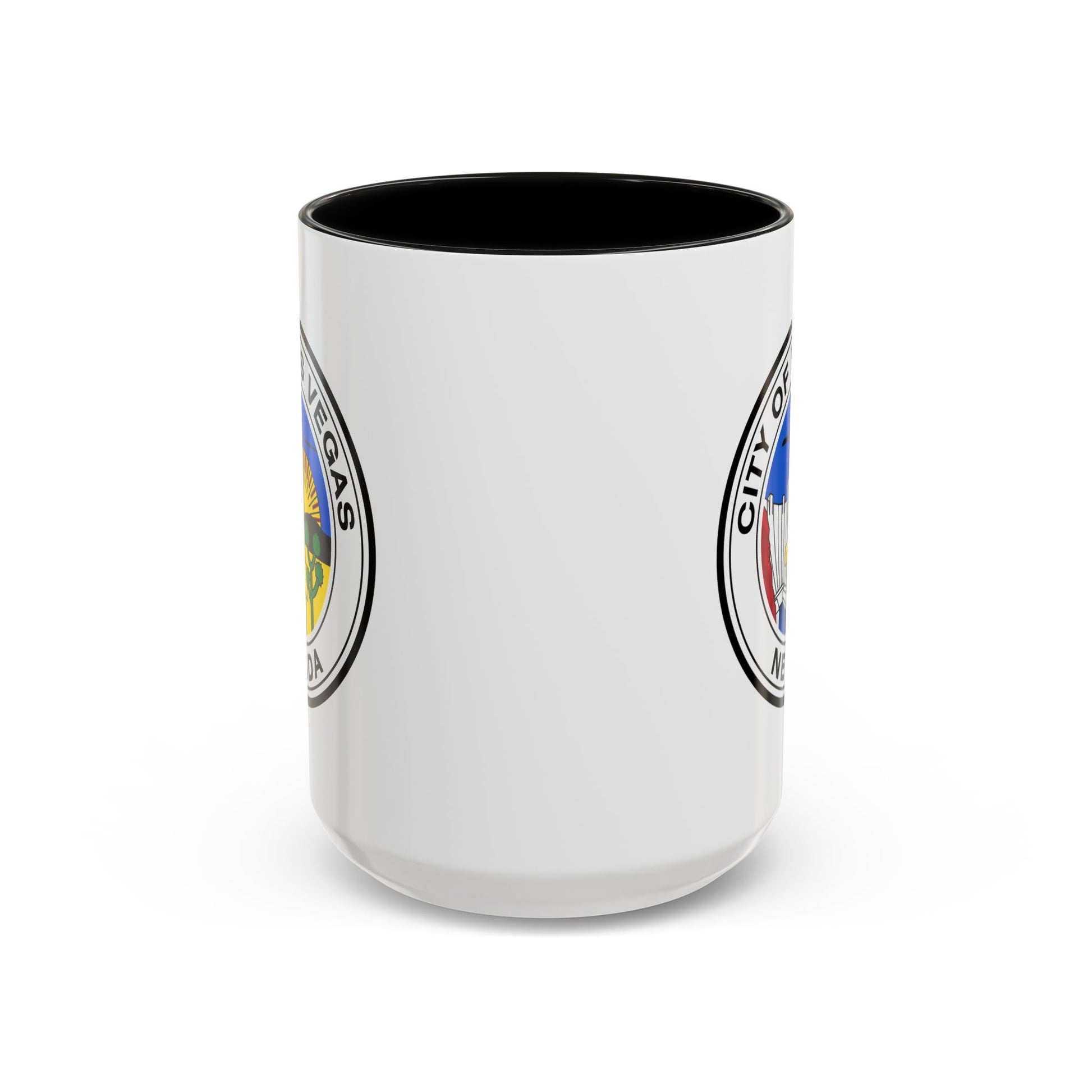 City of Las Vegas Seal Coffee Mug - Double Sided Print, Black Accent White Ceramic, 15oz by TheGlassyLass.com