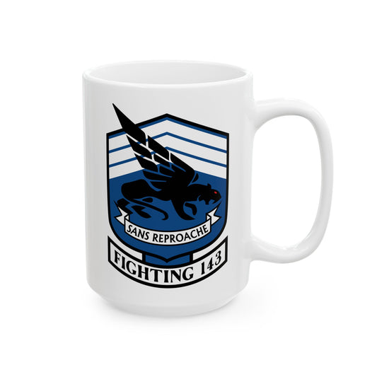 US Navy VFA 143 Strike Fighter Squadron Seal Coffee Mug - Double Sided Print, White Ceramic, 15oz by TheGlassyLass.com