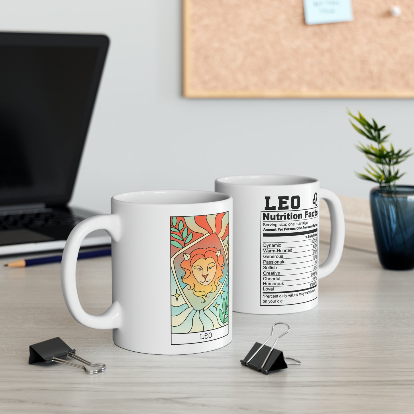 Leo Tarot Card Coffee Mug - Double Sided 11oz White Ceramic by TheGlassyLass.com