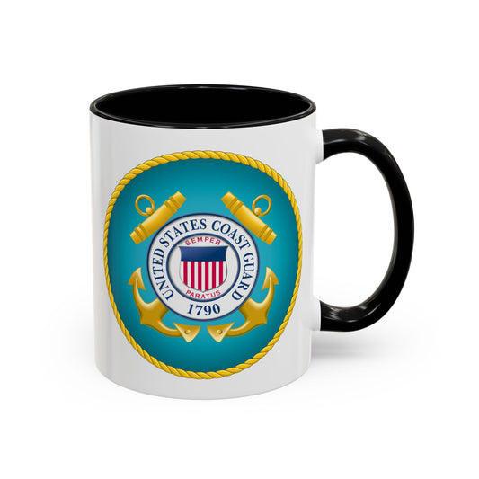 United States Coast Guard Seal Coffee Mug - Double Sided Print, Black Accent White Ceramic, 11oz by TheGlassyLass.com